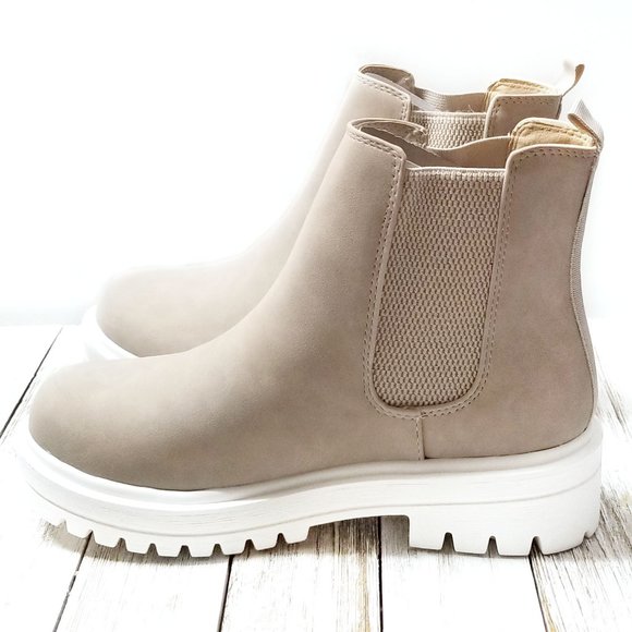 Shoes - New Beige Sand Chelsea Combat Boots Ankle Booties